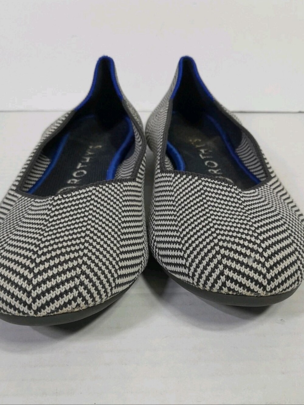 ROTHY's The Flat Round Toe Ballet Shoes Women Sz 8 Retired Herringbone Gray - Picture 4 of 9